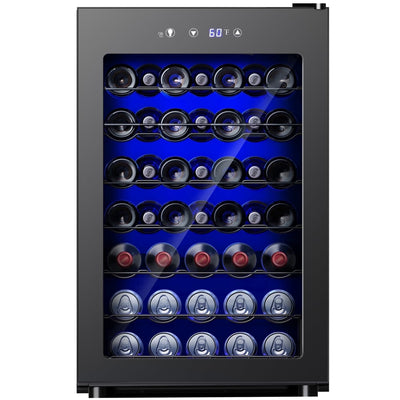 45-Bottle Built-In Wine Cooler with Stainless Steel Glass Door