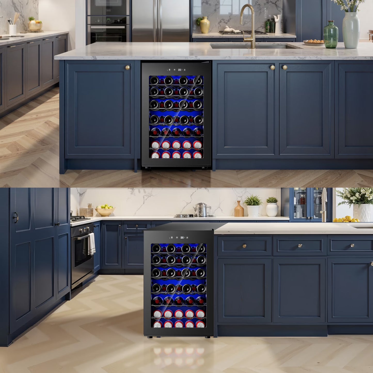 45 Bottles Wine Cooler Refrigerator,Built-In Wine Fridge with Stainless Steel Glass Door, for Home Bar, Kitchen, or Office