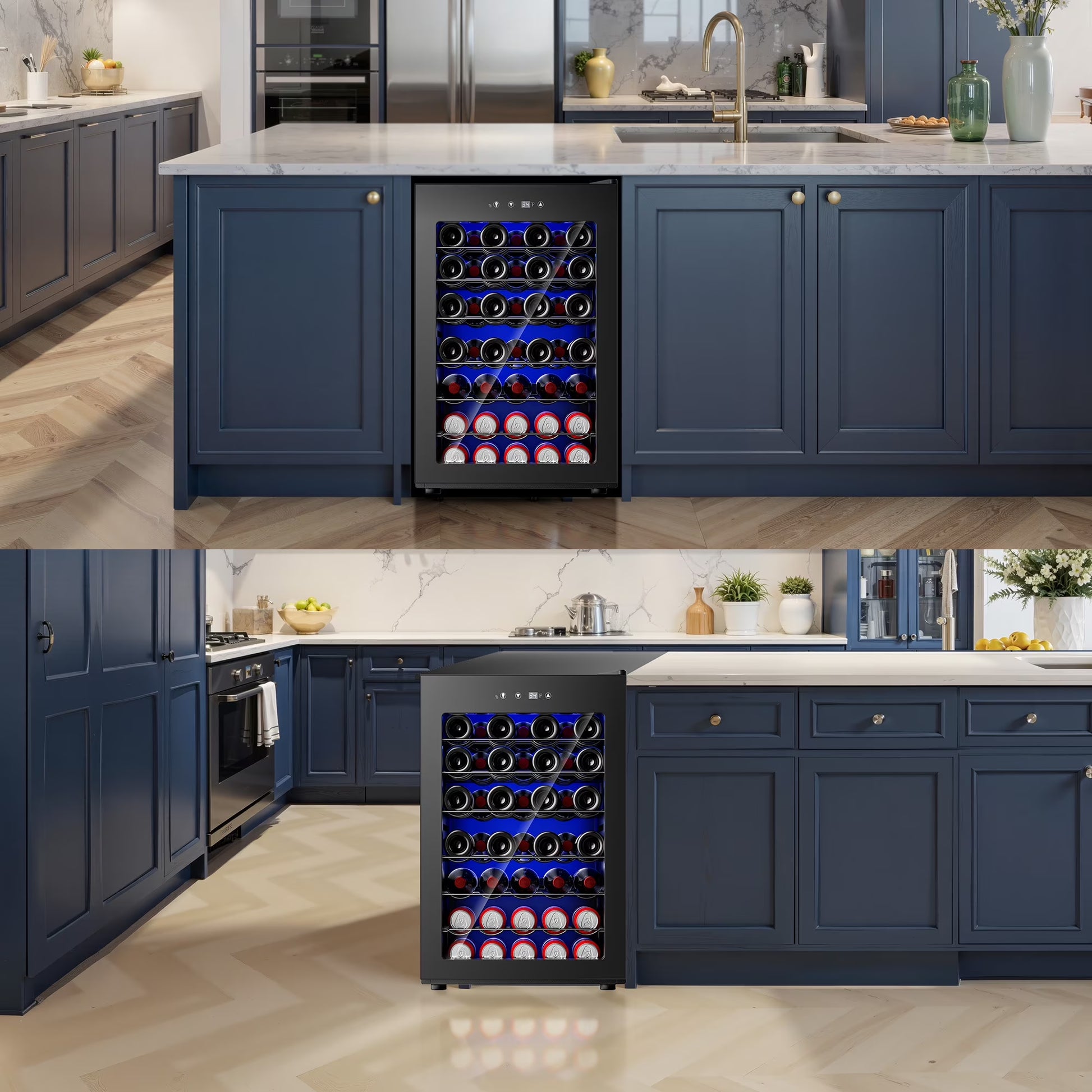 45 Bottles Wine Cooler Refrigerator,Built-In Wine Fridge with Stainless Steel Glass Door, for Home Bar, Kitchen, or Office
