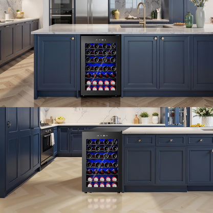 45 Bottles Wine Cooler Refrigerator,Built-In Wine Fridge with Stainless Steel Glass Door, for Home Bar, Kitchen, or Office