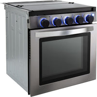 RV 3-Burner Gas Range, Silver, 1.8 Cu. Ft., No Range Hood
