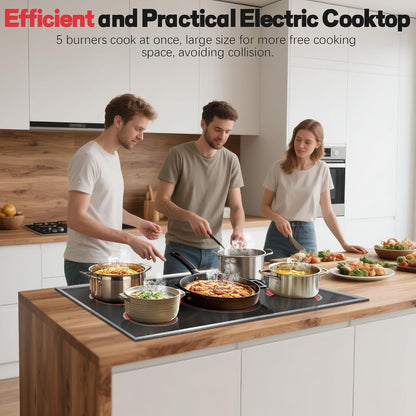 36 Inch Electric Cooktop, 5 Burner Stove Top Touch Control,220-240V
