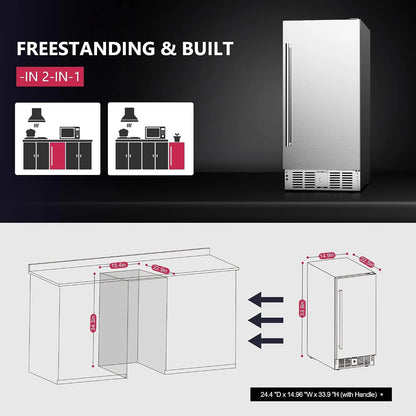 15"Beverage Refrigerator, 127Can under Counter Refrigerator, Silver — product view 7