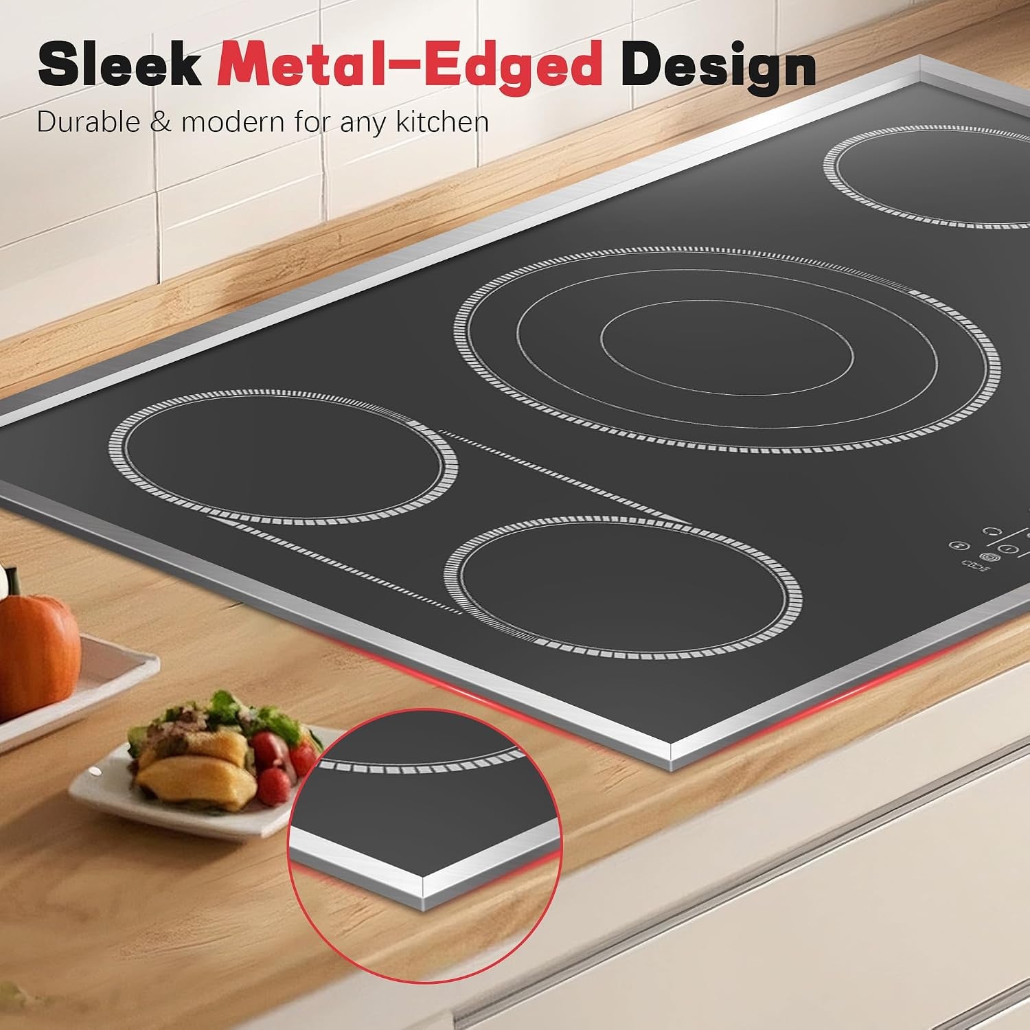 36 Inch Electric Cooktop, 5 Burner Stove Top Touch Control,220-240V