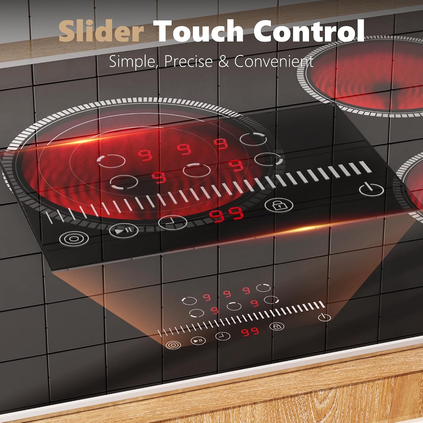 30 Inch Electric Cooktop, 5 Burner Electric Stove Top 6900W