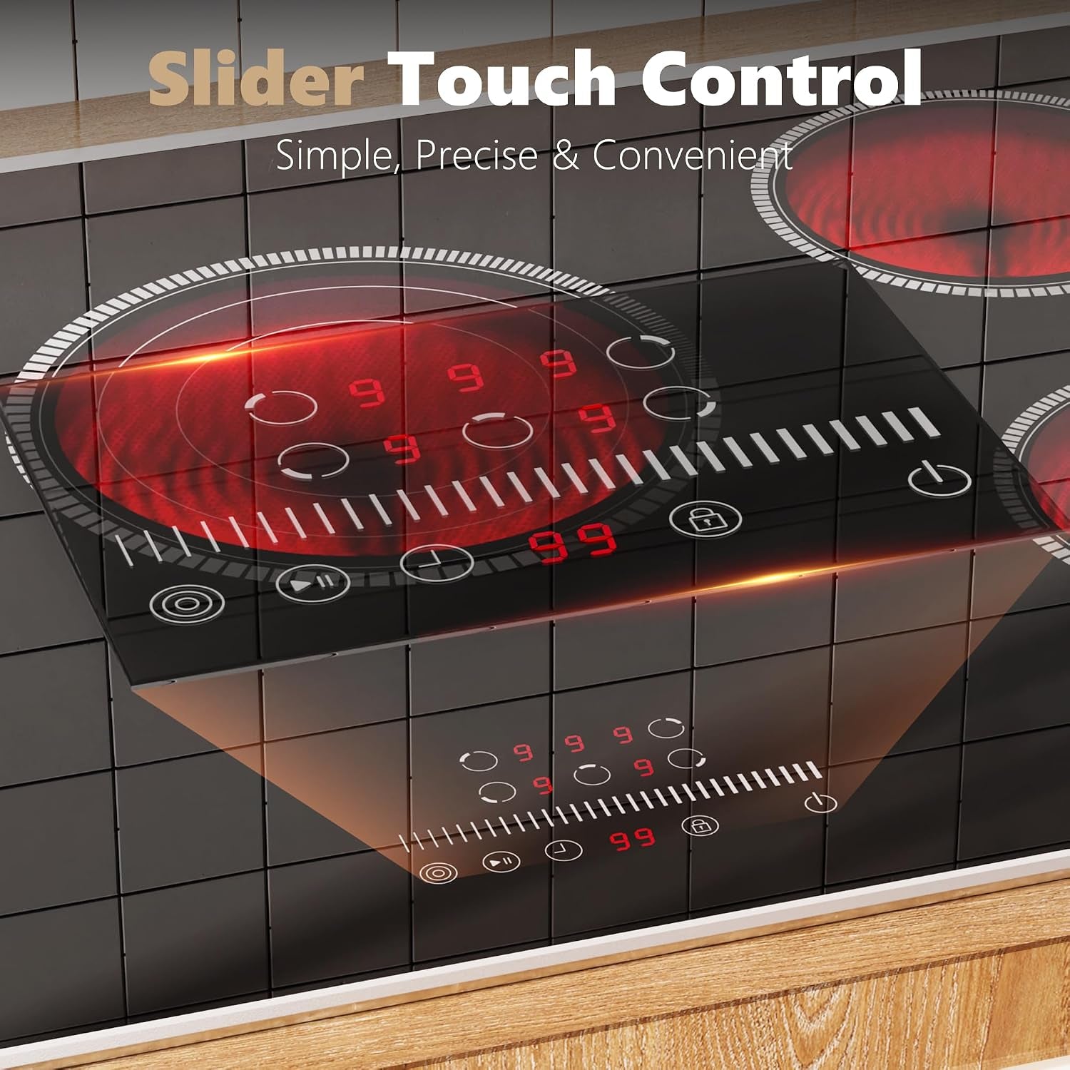 30 Inch Electric Cooktop, 5 Burner Electric Stove Top 6900W