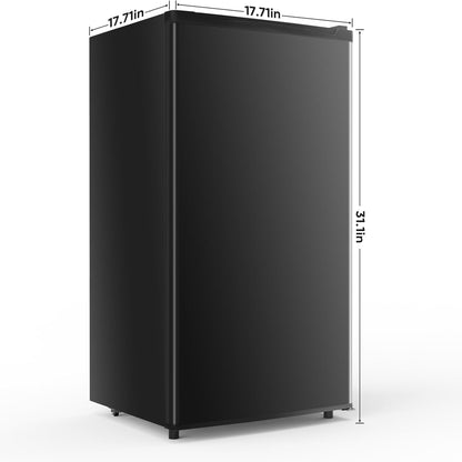 Mini Fridge with Freezer 3.2 Cu.Ft Small Refrigerator for Office, Dorm, Small Fridge with Adjustable Thermostat, Energy Saving, Singel Door, Black