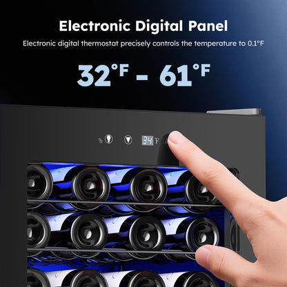 45 Bottles Wine Cooler Refrigerator,Built-In Wine Fridge with Stainless Steel Glass Door, for Home Bar, Kitchen, or Office