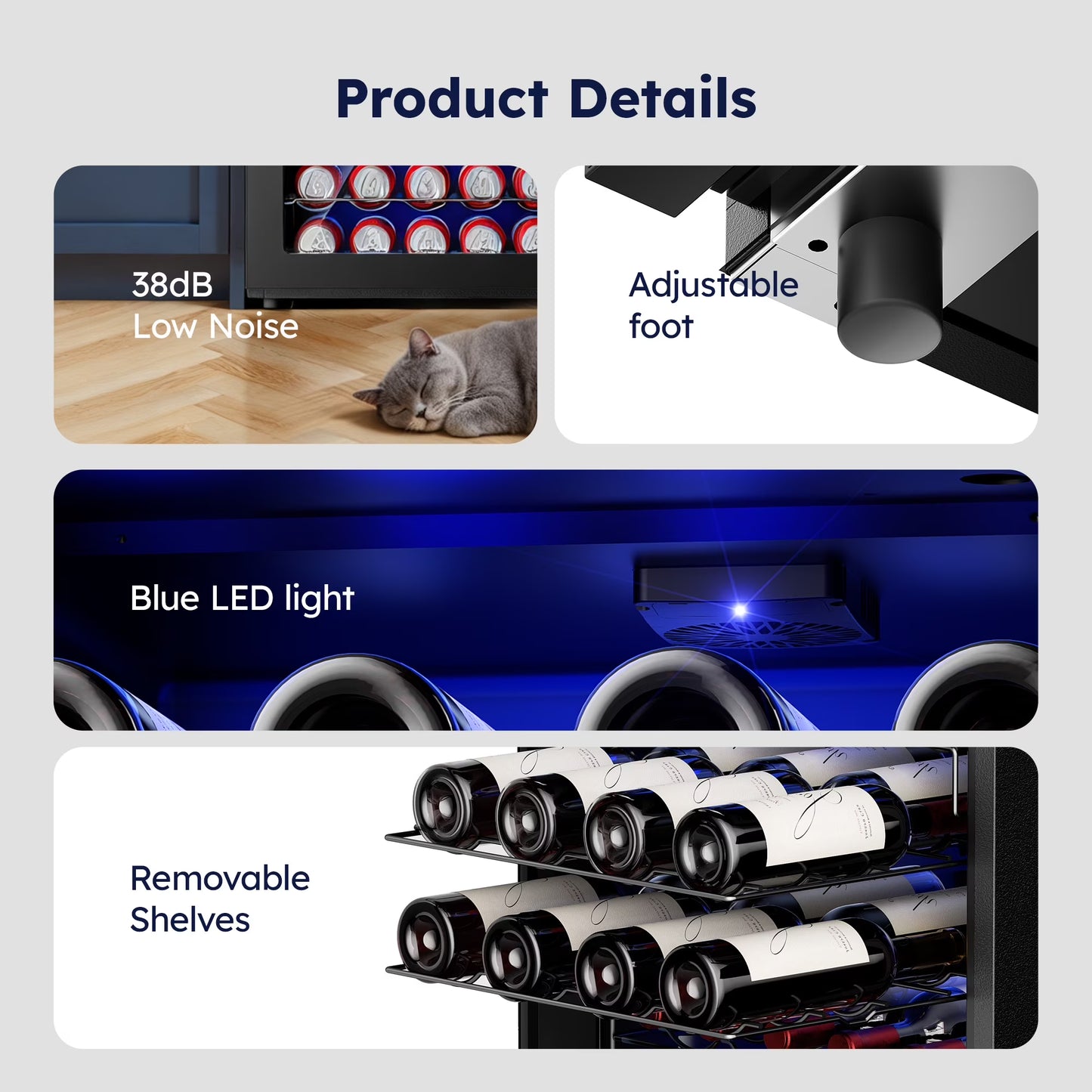 45 Bottles Wine Cooler Refrigerator,Built-In Wine Fridge with Stainless Steel Glass Door, for Home Bar, Kitchen, or Office