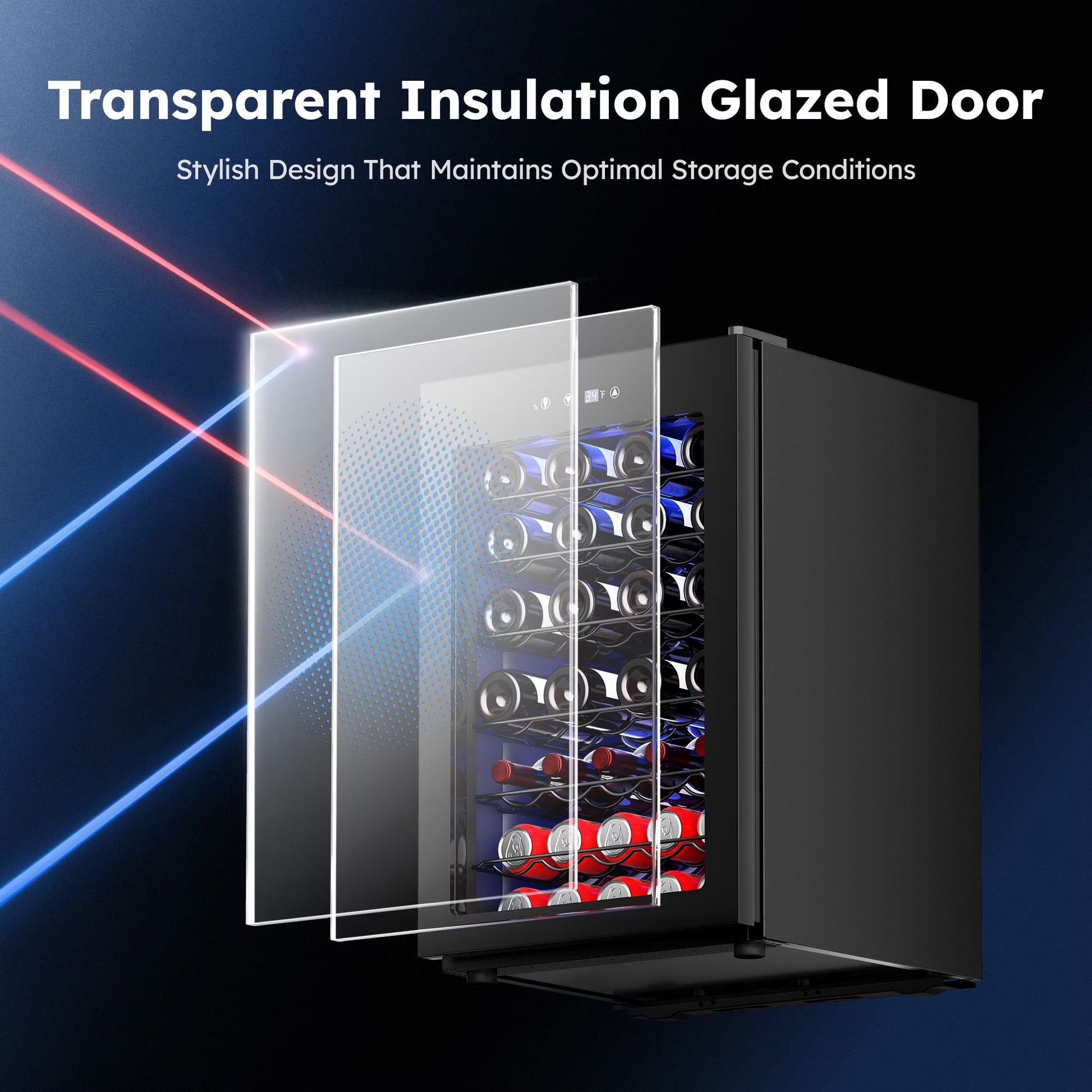 45 Bottles Wine Cooler Refrigerator,Built-In Wine Fridge with Stainless Steel Glass Door, for Home Bar, Kitchen, or Office