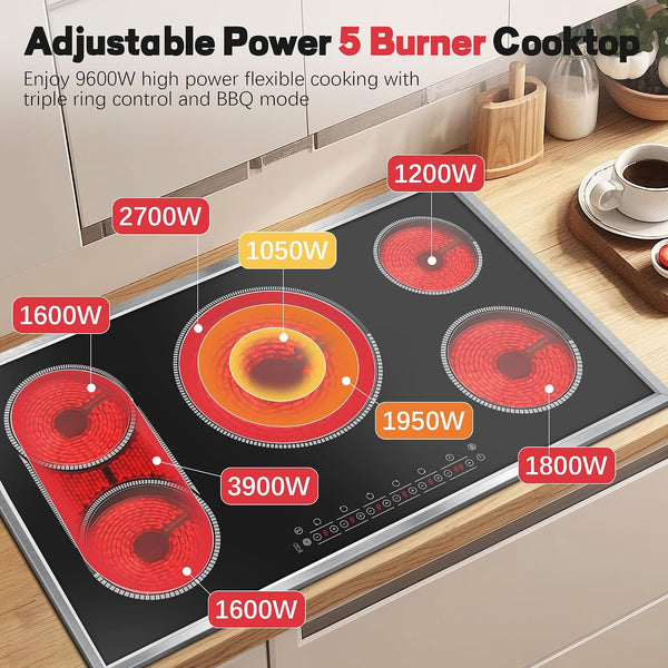 36" 5-Burner Electric Cooktop, Touch Control, 220–240V