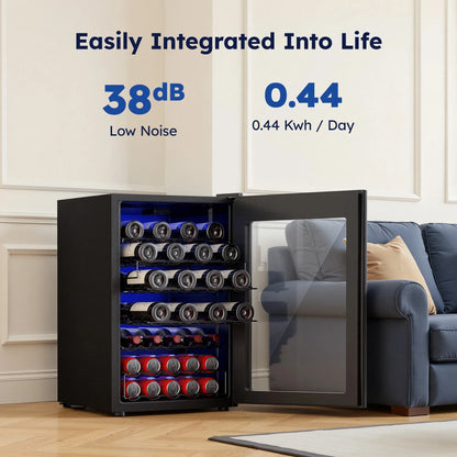 45 Bottles Wine Cooler Refrigerator,Built-In Wine Fridge with Stainless Steel Glass Door, for Home Bar, Kitchen, or Office