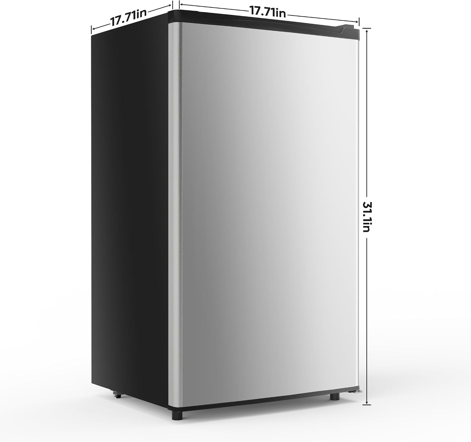 Mini Fridge with Freezer 3.2 Cu.Ft Small Refrigerator for Office, Dorm, Small Fridge with Adjustable Thermostat, Energy Saving, Singel Door, Sliver