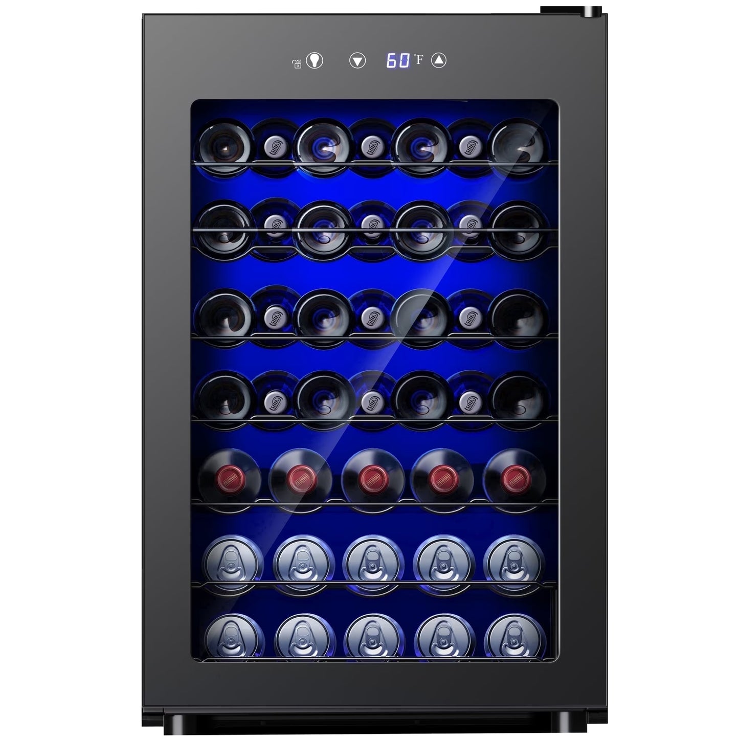 45 Bottles Wine Cooler Refrigerator,Built-In Wine Fridge with Stainless Steel Glass Door, for Home Bar, Kitchen, or Office