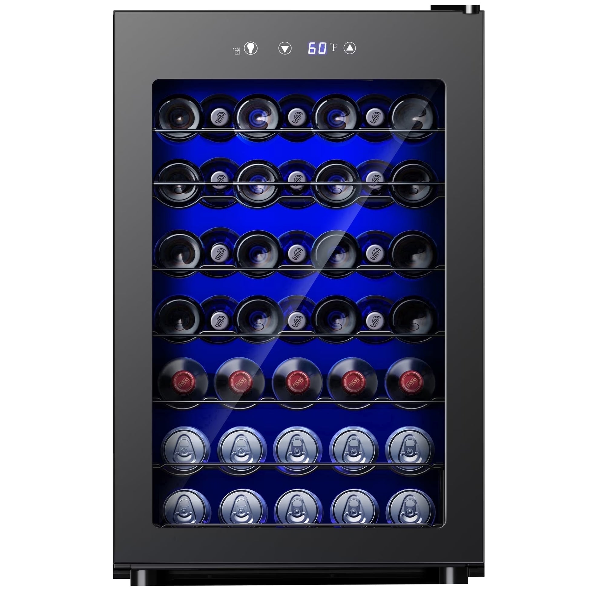 45 Bottles Wine Cooler Refrigerator,Built-In Wine Fridge with Stainless Steel Glass Door, for Home Bar, Kitchen, or Office