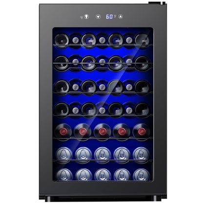 45 Bottles Wine Cooler Refrigerator,Built-In Wine Fridge with Stainless Steel Glass Door, for Home Bar, Kitchen, or Office