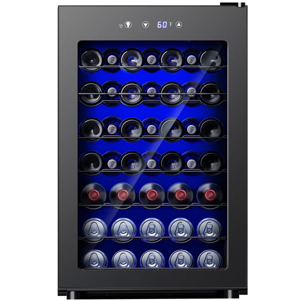 45 Bottles Wine Cooler Refrigerator,Built-In Wine Fridge with Stainless Steel Glass Door, for Home Bar, Kitchen, or Office