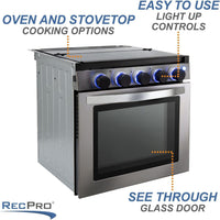 RV 3-Burner Gas Range, Silver, 1.8 Cu. Ft., No Range Hood