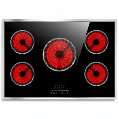 30" 5-Burner Electric Cooktop, 6900W, Black Glass Ceramic