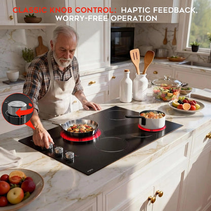30 Inch Electric Cooktop, 4 Burner 6700W Dual Ring & Oval Burner — product view 3