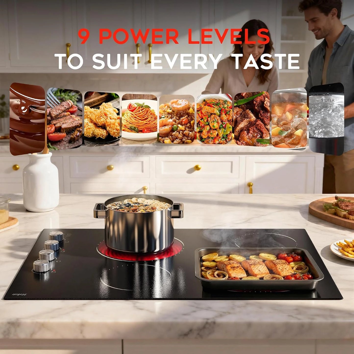 30 Inch Electric Cooktop, 4 Burner 6700W Dual Ring & Oval Burner — product view 6