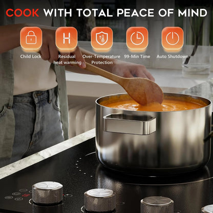 30 Inch Electric Cooktop, 4 Burner 6700W Dual Ring & Oval Burner — product view 8