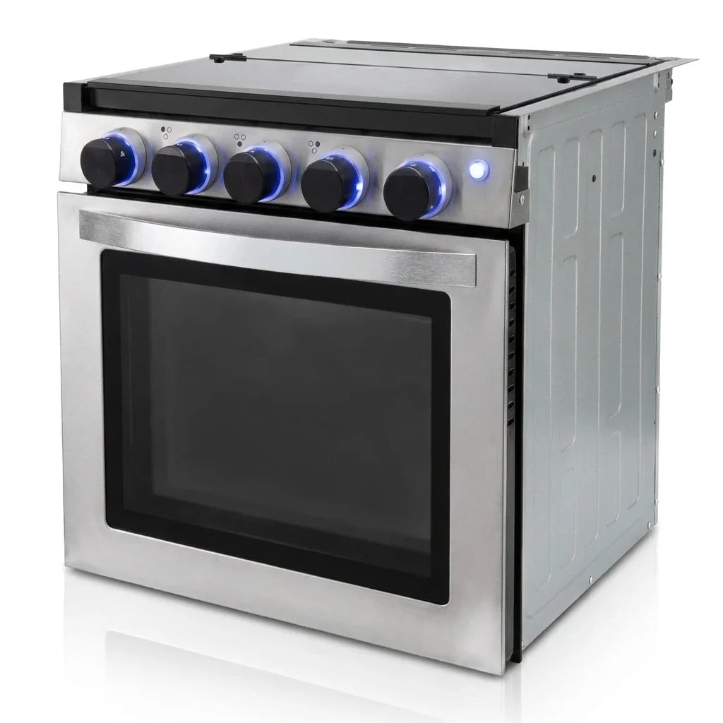 RV 3-Burner Gas Range, Silver, 1.8 Cu. Ft., No Range Hood — Studio Shot