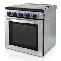 RV 3-Burner Gas Range, Silver, 1.8 Cu. Ft., No Range Hood — Studio Shot