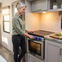 RV 3-Burner Gas Range, Silver, 1.8 Cu. Ft., No Range Hood — Lifestyle