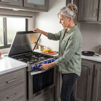 RV 3-Burner Gas Range, Silver, 1.8 Cu. Ft., No Range Hood — Lifestyle